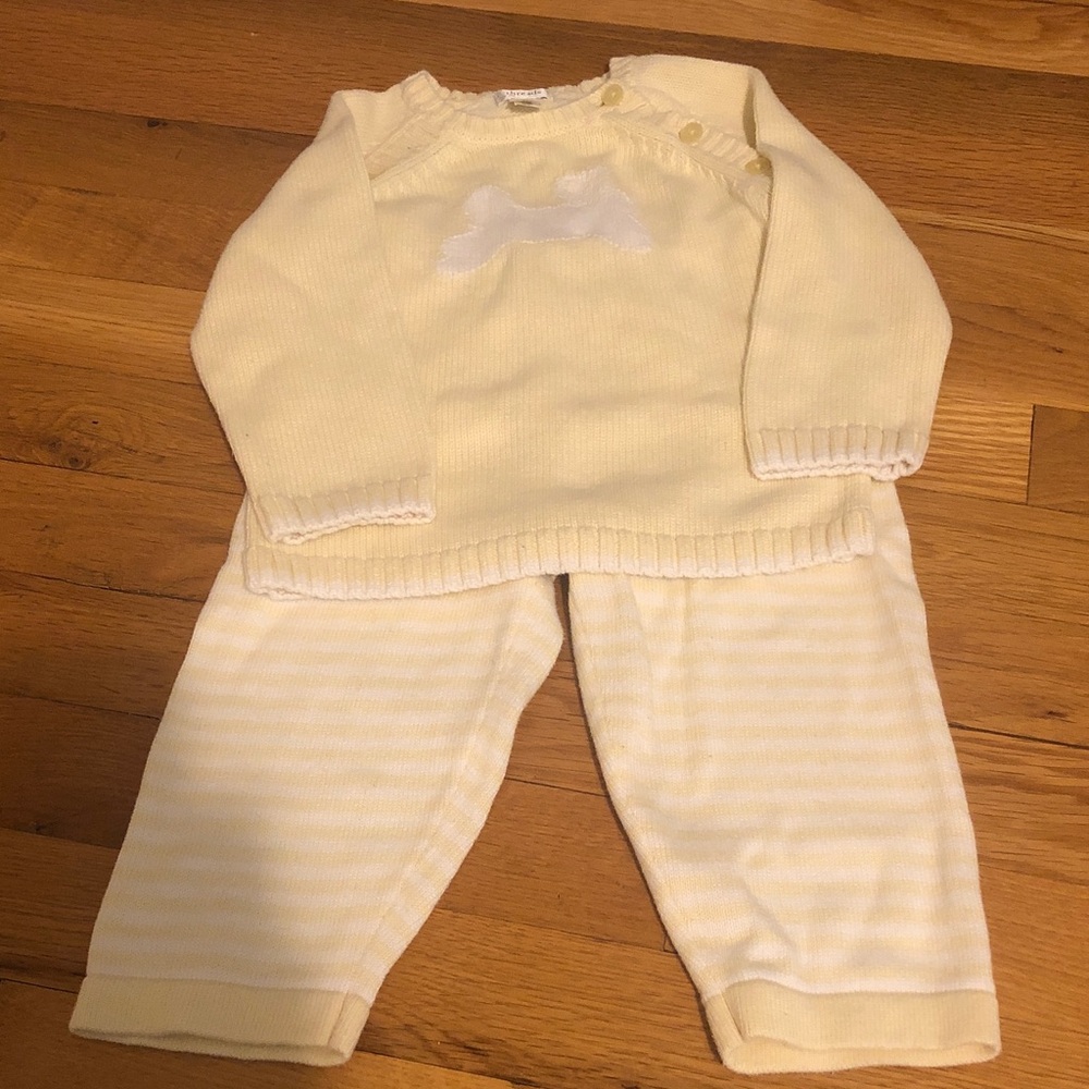 Soft Yellow Baby Knit Sweater Set by threads 12/18 months